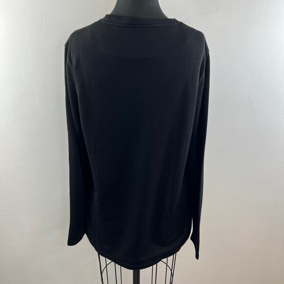 Omni Wool Mens Base Layer Top Black Long Sleeve Crewneck Shirt Thermal Size L - Picture 6 of 9